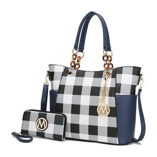 Load image into Gallery viewer, MKF Collection Mariely Checker Tote Handbag &amp; Wallet Set by Mia K
