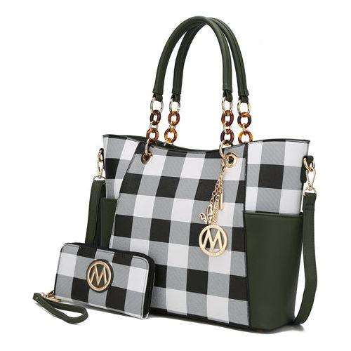 Load image into Gallery viewer, MKF Collection Mariely Checker Tote Handbag &amp; Wallet Set by Mia K
