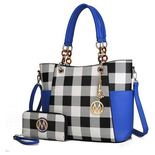 Load image into Gallery viewer, MKF Collection Mariely Checker Tote Handbag &amp; Wallet Set by Mia K
