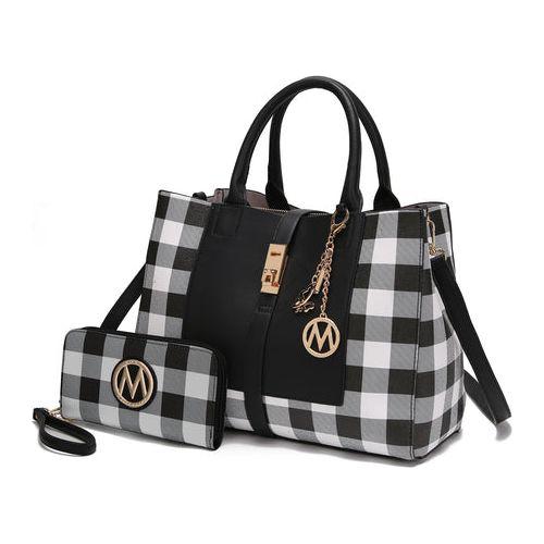 Load image into Gallery viewer, Yuliana Checkered Satchel Bag with Wallet
