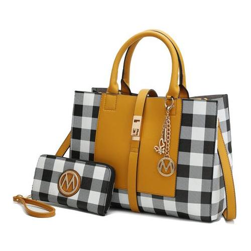 Load image into Gallery viewer, Yuliana Checkered Satchel Bag with Wallet
