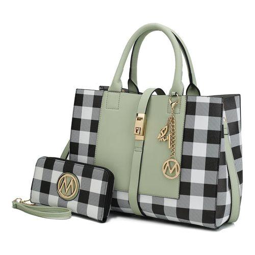 Load image into Gallery viewer, Yuliana Checkered Satchel Bag with Wallet
