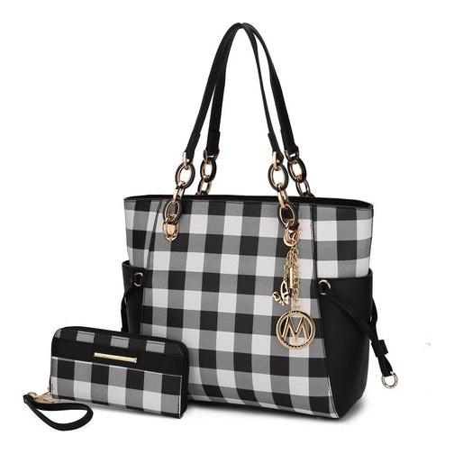 Yale Checkered Tote Bag with Wallet - A Touch of Elegance