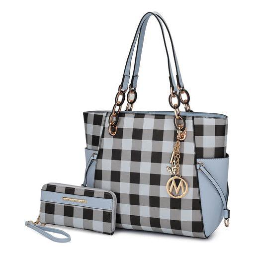 Yale Checkered Tote Bag with Wallet - A Touch of Elegance