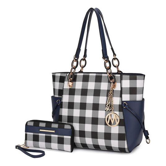 Yale Checkered Tote Bag with Wallet - A Touch of Elegance