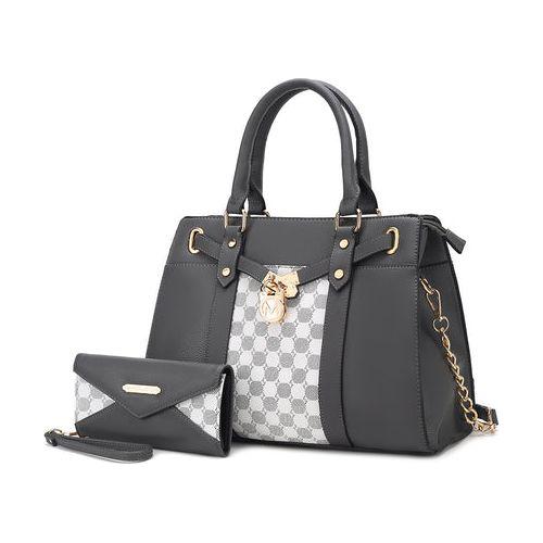 Christine Circular Print Vegan Leather Satchel Bag