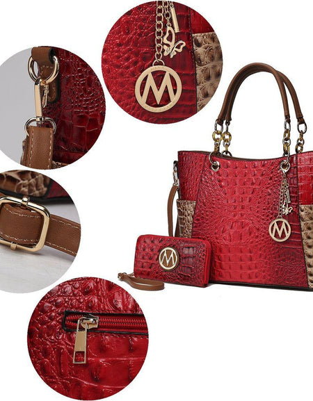 Merlina Faux Crocodile-Embossed Vegan Leather Women Tote Bag