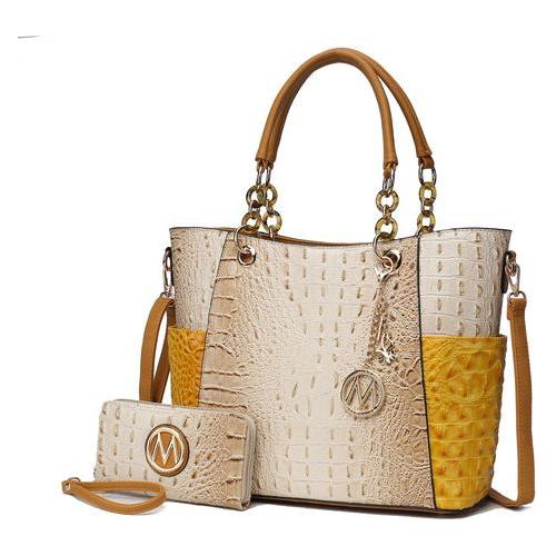 Load image into Gallery viewer, Merlina Faux Crocodile-Embossed Vegan Leather Women Tote Bag
