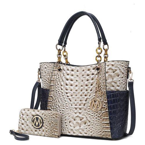 Load image into Gallery viewer, Merlina Faux Crocodile-Embossed Vegan Leather Women Tote Bag
