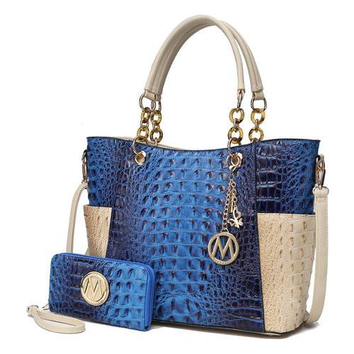 Load image into Gallery viewer, Merlina Faux Crocodile-Embossed Vegan Leather Women Tote Bag
