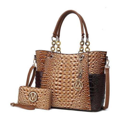 Load image into Gallery viewer, Merlina Faux Crocodile-Embossed Vegan Leather Women Tote Bag
