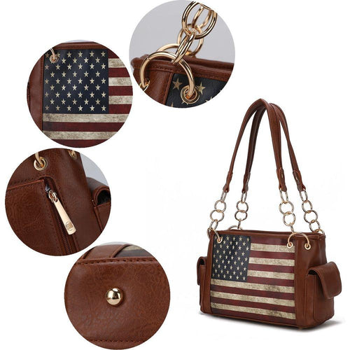 Load image into Gallery viewer, Alaina Vegan Leather Women Flag Shoulder Bag
