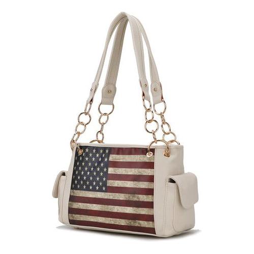 Load image into Gallery viewer, Alaina Vegan Leather Women Flag Shoulder Bag
