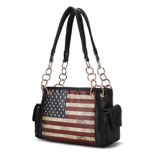 Load image into Gallery viewer, Alaina Vegan Leather Women Flag Shoulder Bag
