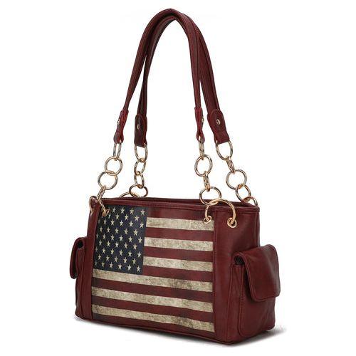 Load image into Gallery viewer, Alaina Vegan Leather Women Flag Shoulder Bag
