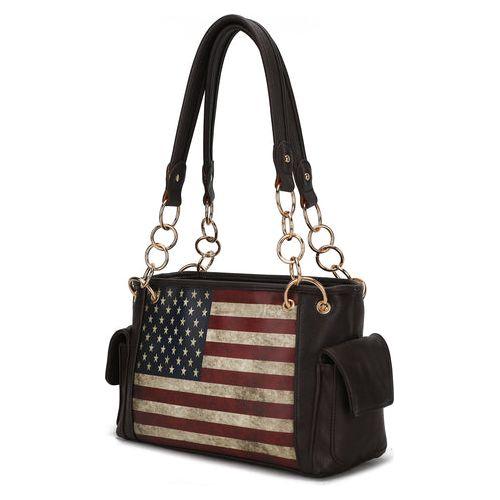 Load image into Gallery viewer, Alaina Vegan Leather Women Flag Shoulder Bag
