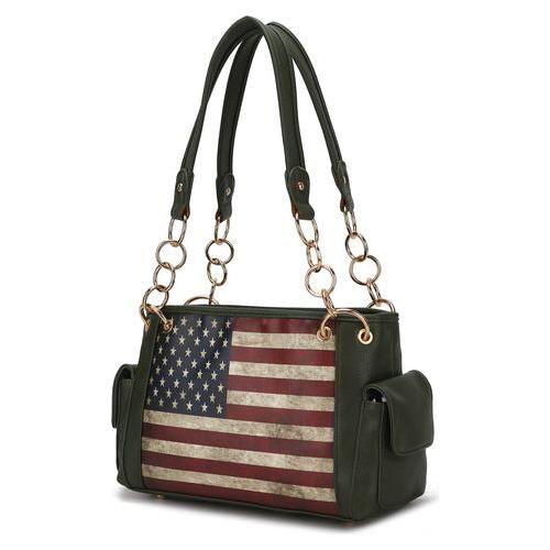 Load image into Gallery viewer, Alaina Vegan Leather Women Flag Shoulder Bag
