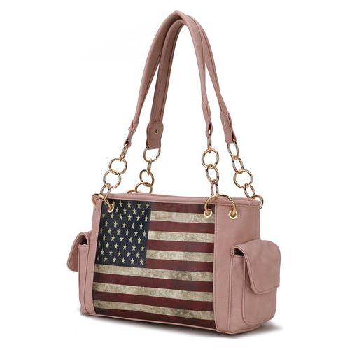 Load image into Gallery viewer, Alaina Vegan Leather Women Flag Shoulder Bag
