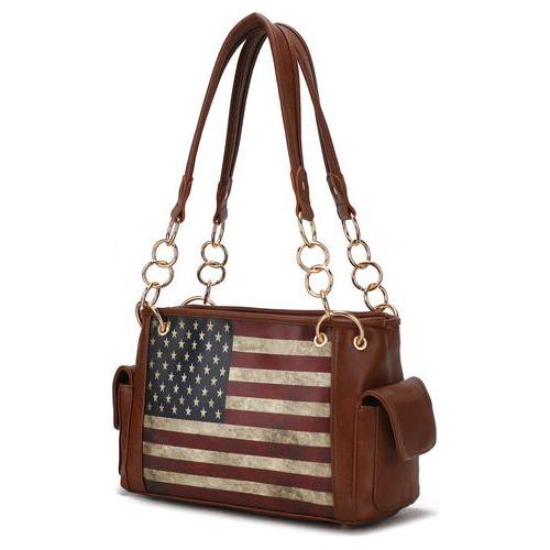 Load image into Gallery viewer, Alaina Vegan Leather Women Flag Shoulder Bag
