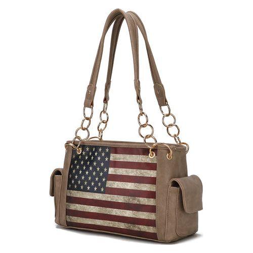 Load image into Gallery viewer, Alaina Vegan Leather Women Flag Shoulder Bag
