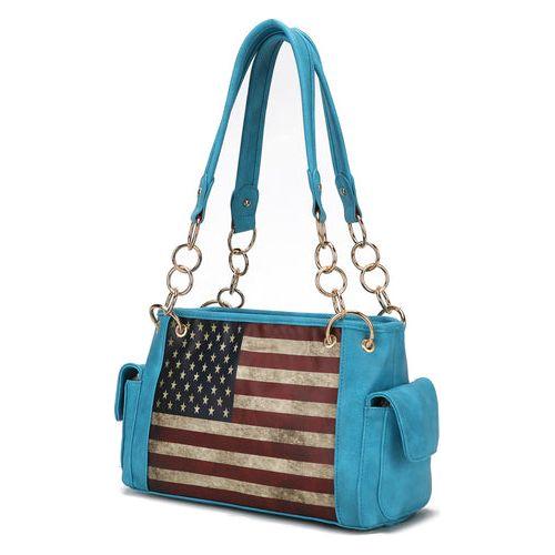 Load image into Gallery viewer, Alaina Vegan Leather Women Flag Shoulder Bag
