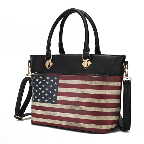 Load image into Gallery viewer, Lilian Vegan Leather Women FLAG Tote Bag
