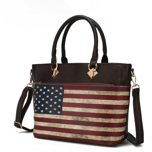 Load image into Gallery viewer, Lilian Vegan Leather Women FLAG Tote Bag
