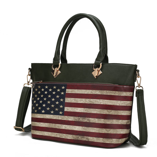 Load image into Gallery viewer, Lilian Vegan Leather Women FLAG Tote Bag
