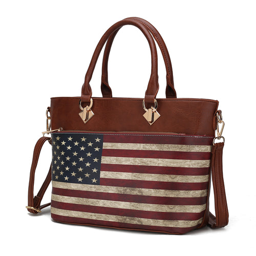 Load image into Gallery viewer, Lilian Vegan Leather Women FLAG Tote Bag
