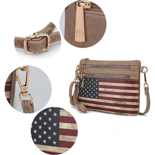 Load image into Gallery viewer, Alisson Vegan Leather Women FLAG Crossbody/Wristlet Bag
