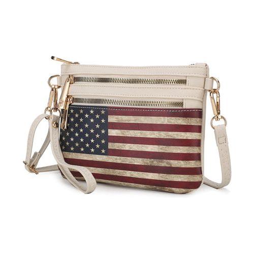 Load image into Gallery viewer, Alisson Vegan Leather Women FLAG Crossbody/Wristlet Bag
