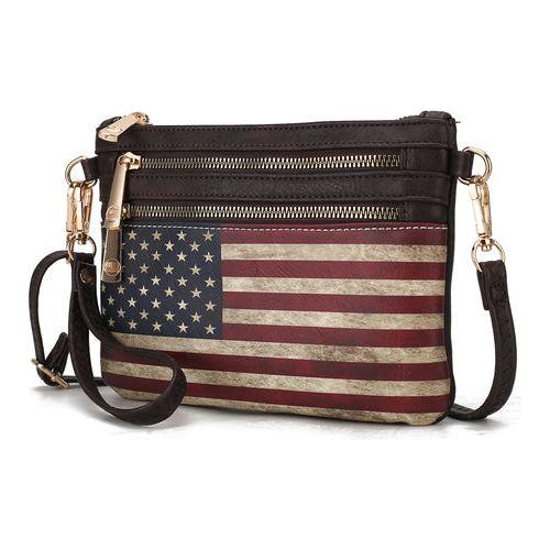 Load image into Gallery viewer, Alisson Vegan Leather Women FLAG Crossbody/Wristlet Bag
