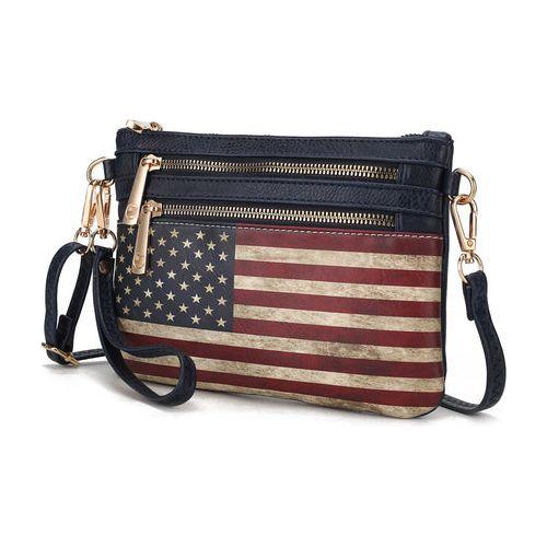 Load image into Gallery viewer, Alisson Vegan Leather Women FLAG Crossbody/Wristlet Bag
