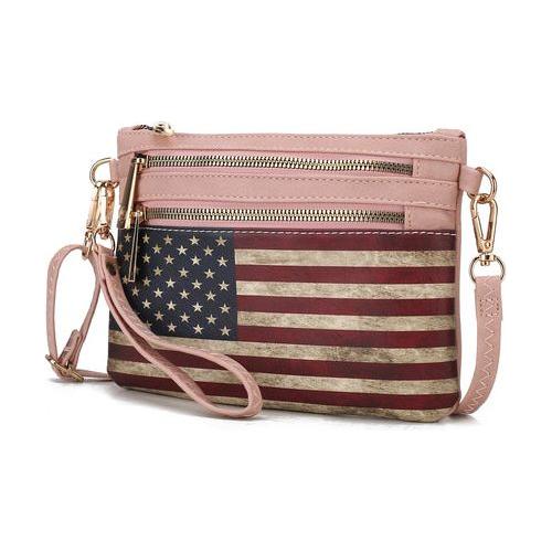 Load image into Gallery viewer, Alisson Vegan Leather Women FLAG Crossbody/Wristlet Bag
