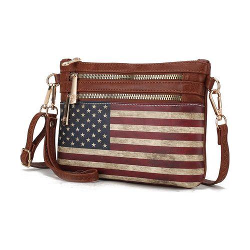 Load image into Gallery viewer, Alisson Vegan Leather Women FLAG Crossbody/Wristlet Bag
