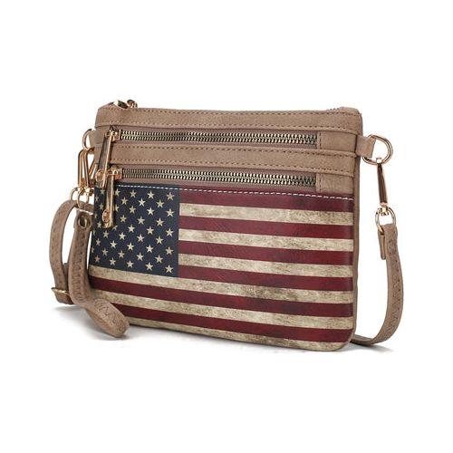 Load image into Gallery viewer, Alisson Vegan Leather Women FLAG Crossbody/Wristlet Bag
