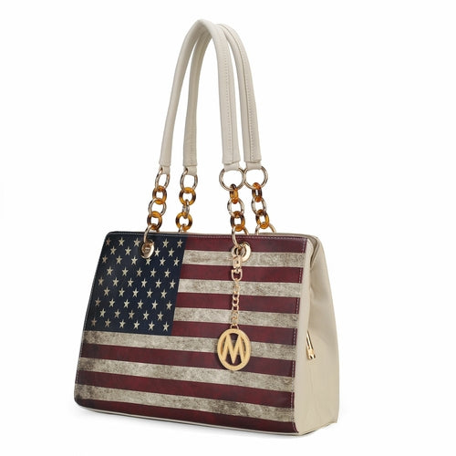 Load image into Gallery viewer, Nevaeh Vegan Leather patriotic pattern Women Shoulder Bag
