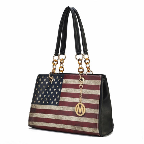 Load image into Gallery viewer, Nevaeh Vegan Leather patriotic pattern Women Shoulder Bag
