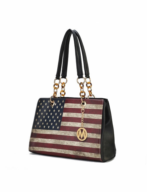 Nevaeh Vegan Leather patriotic pattern Women Shoulder Bag