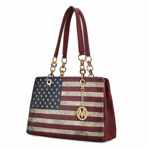 Load image into Gallery viewer, Nevaeh Vegan Leather patriotic pattern Women Shoulder Bag
