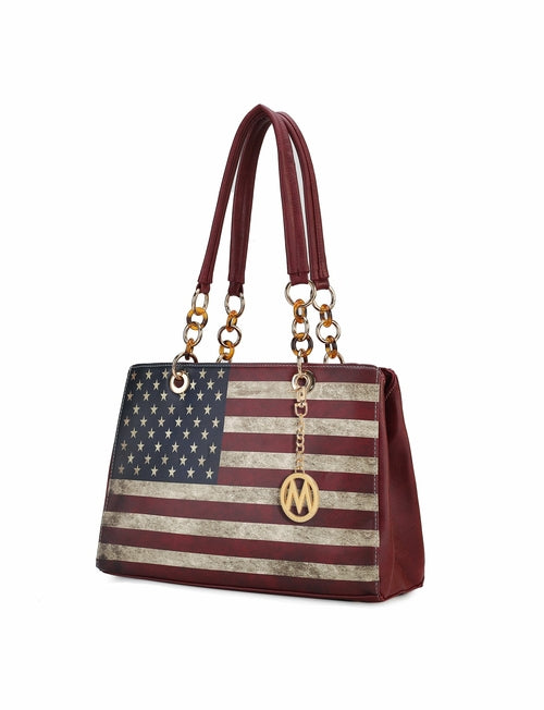 Nevaeh Vegan Leather patriotic pattern Women Shoulder Bag