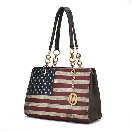 Load image into Gallery viewer, Nevaeh Vegan Leather patriotic pattern Women Shoulder Bag
