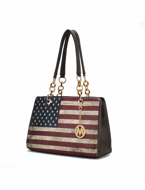 Nevaeh Vegan Leather patriotic pattern Women Shoulder Bag