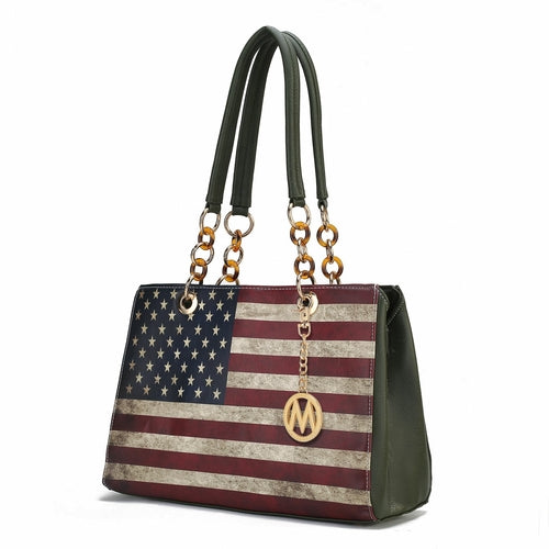 Load image into Gallery viewer, Nevaeh Vegan Leather patriotic pattern Women Shoulder Bag
