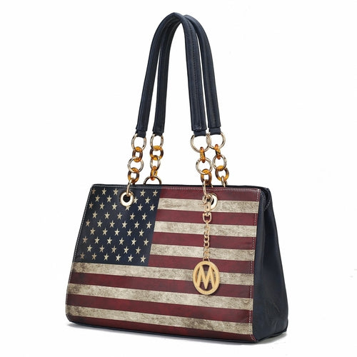 Load image into Gallery viewer, Nevaeh Vegan Leather patriotic pattern Women Shoulder Bag
