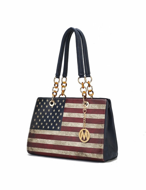 Nevaeh Vegan Leather patriotic pattern Women Shoulder Bag