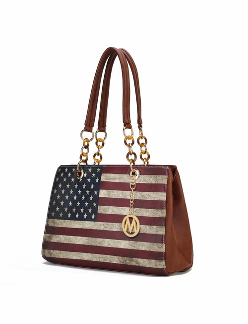 Nevaeh Vegan Leather patriotic pattern Women Shoulder Bag