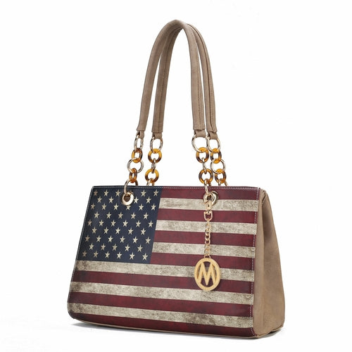 Load image into Gallery viewer, Nevaeh Vegan Leather patriotic pattern Women Shoulder Bag
