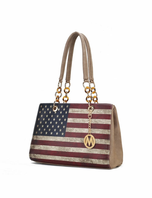 Nevaeh Vegan Leather patriotic pattern Women Shoulder Bag