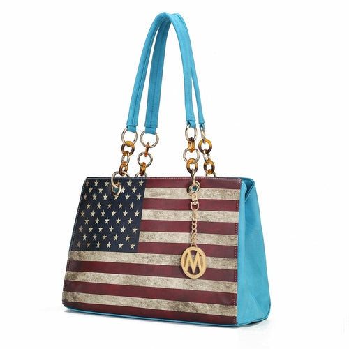 Load image into Gallery viewer, Nevaeh Vegan Leather patriotic pattern Women Shoulder Bag
